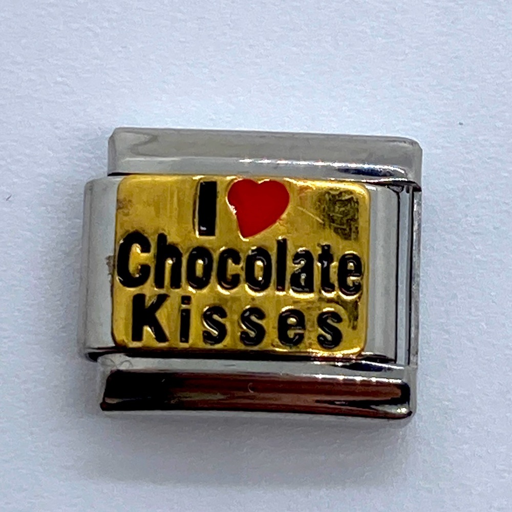 I Love Chocolate Kisses Uberry Italian Charm Silver Tone